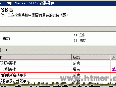 SQL Server 2005安装时出现IIS功能要求警告的解决方法