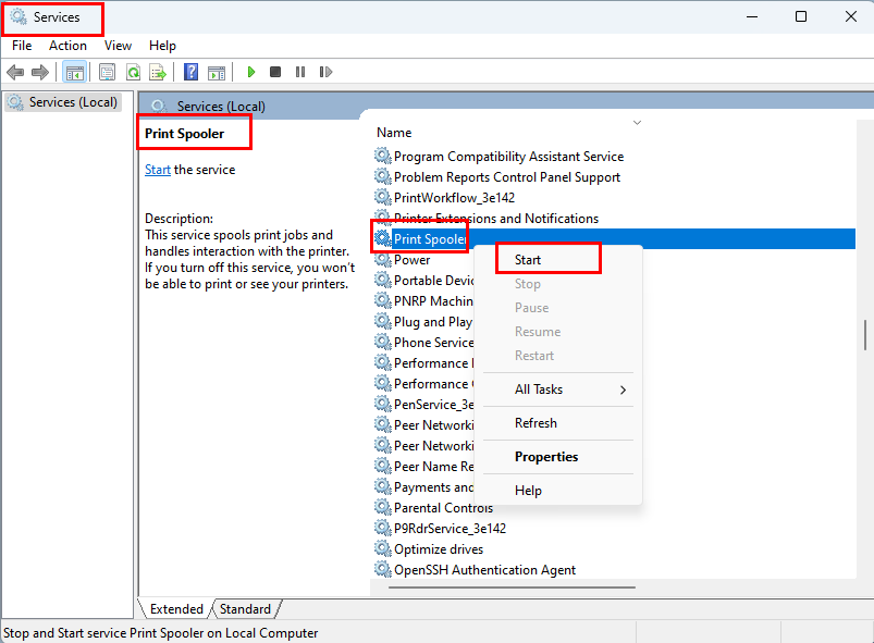 Resolve Printer error 0x0000011b by restarting Printer Spooler