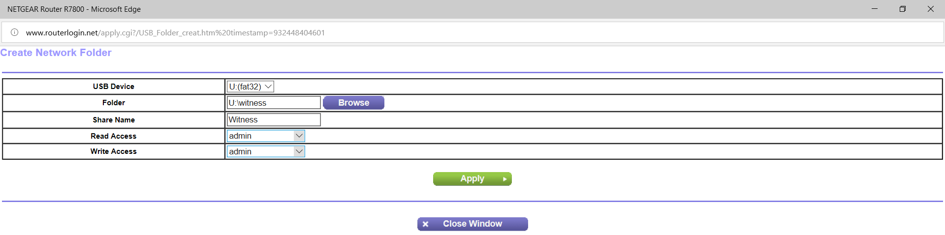 NetGear Share Interface