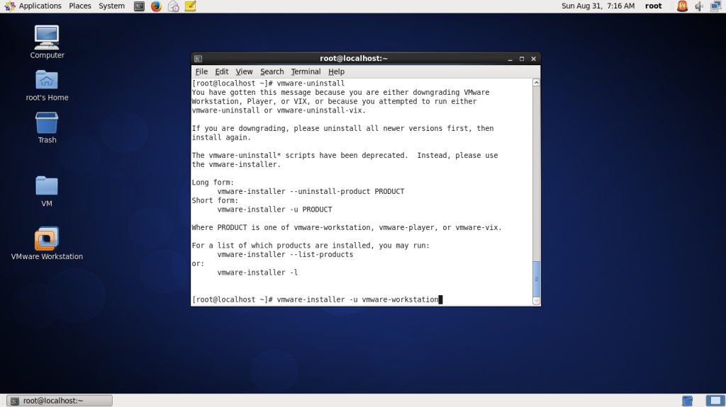 VMware For Linux UNINSTALL(1)