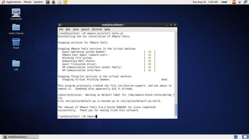 VMware For Linux UNINSTALL(2)