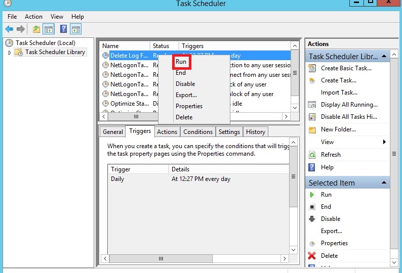 Task Scheduler dialog box